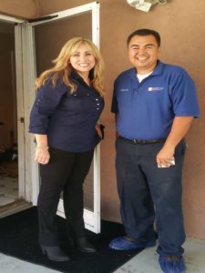 Angel with a happy customer in the city of Monterey Park