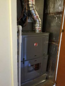 New Rheem Furnace installation in closet In Pico Rivera CA