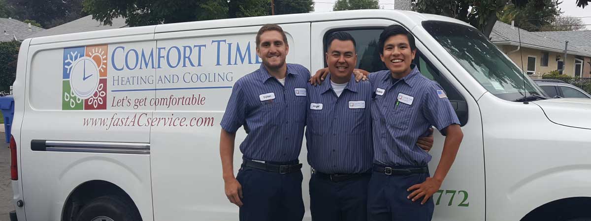 Comfort time heating and cooling team after a furnace installation