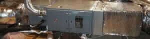 Rheem horizontal furnace, installed by Comfort Time Heating & Cooling in attic.