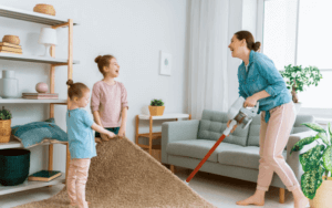 Air Cleaning habits done by mother and daughters